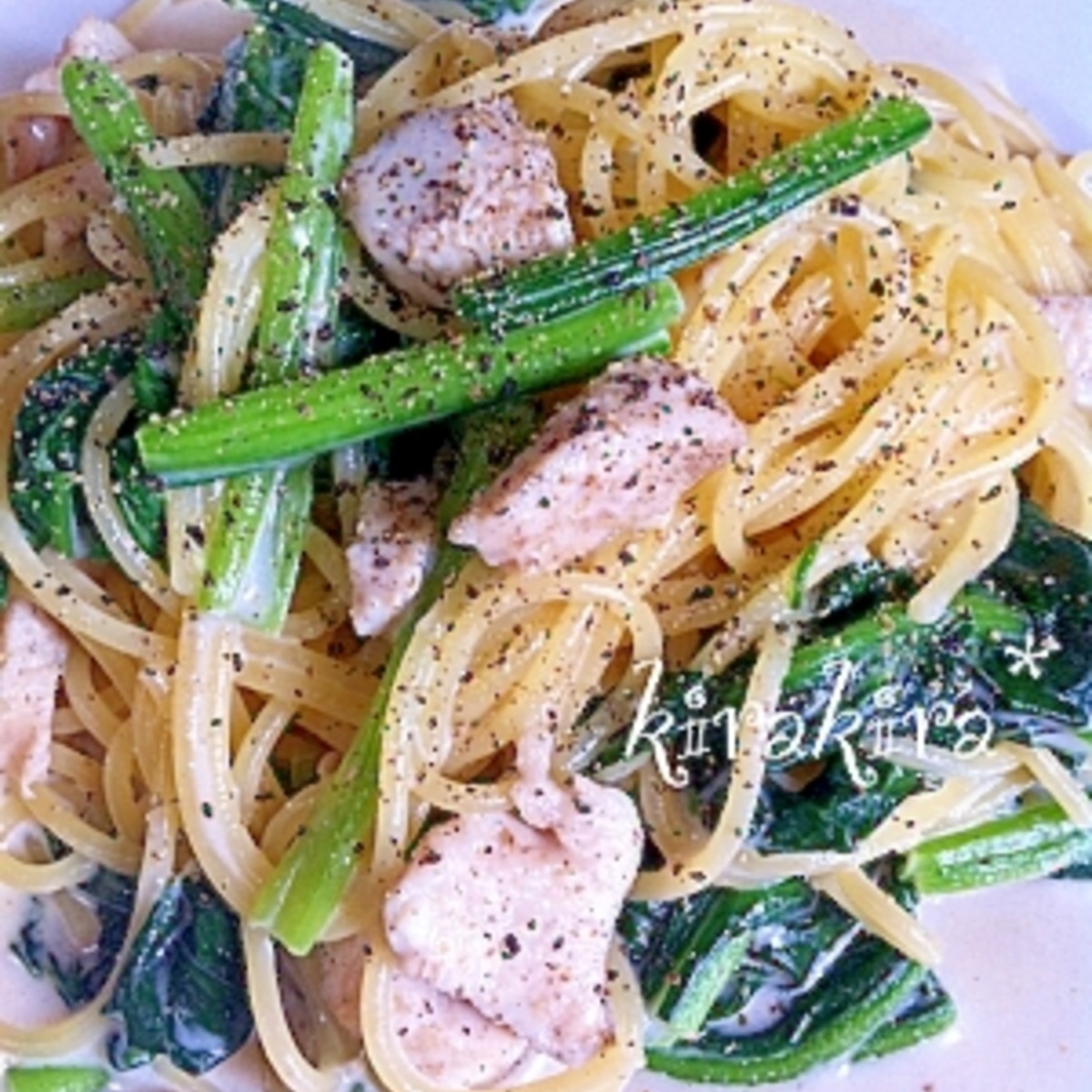 フライパンひとつ 鶏肉のクリームチーズパスタ レシピ 作り方 By キラキラ 楽天レシピ